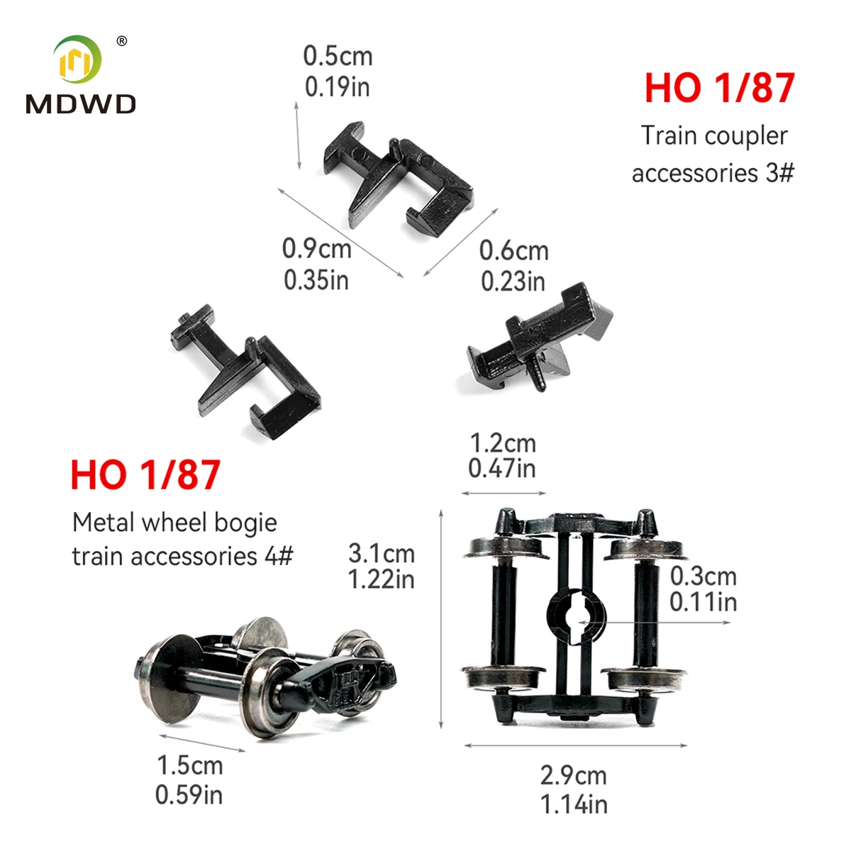 MDWD 2pcs HO Scale Train Wheels Plastic Railway Accessories For Static Display Or Dynamic Operation Lightweight Replacement Diy