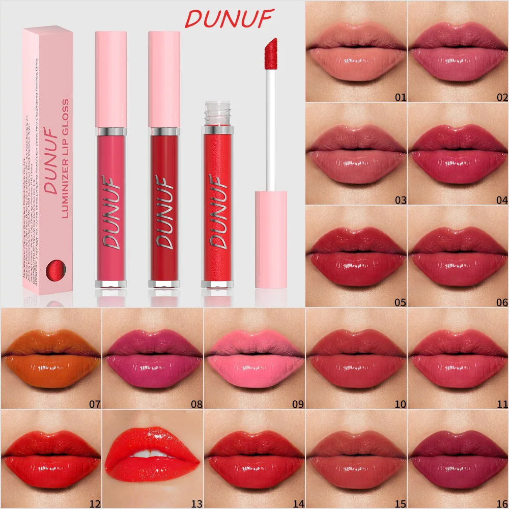 DUNUF High Quality Mirror Gloss Herorange Lipstick Lip Gloss Make-up Lightly Glass Moisturizing Plump Lip stick Lipgloss Gifts