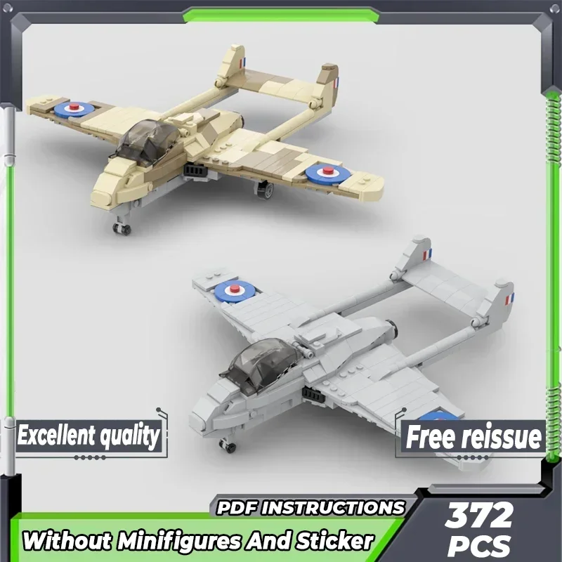 

Moc Building Bricks Military Aircraft Model DH.100 Vampire RAF Fighter Technology Blocks Gifts Christmas Toys DIY Sets Assembly