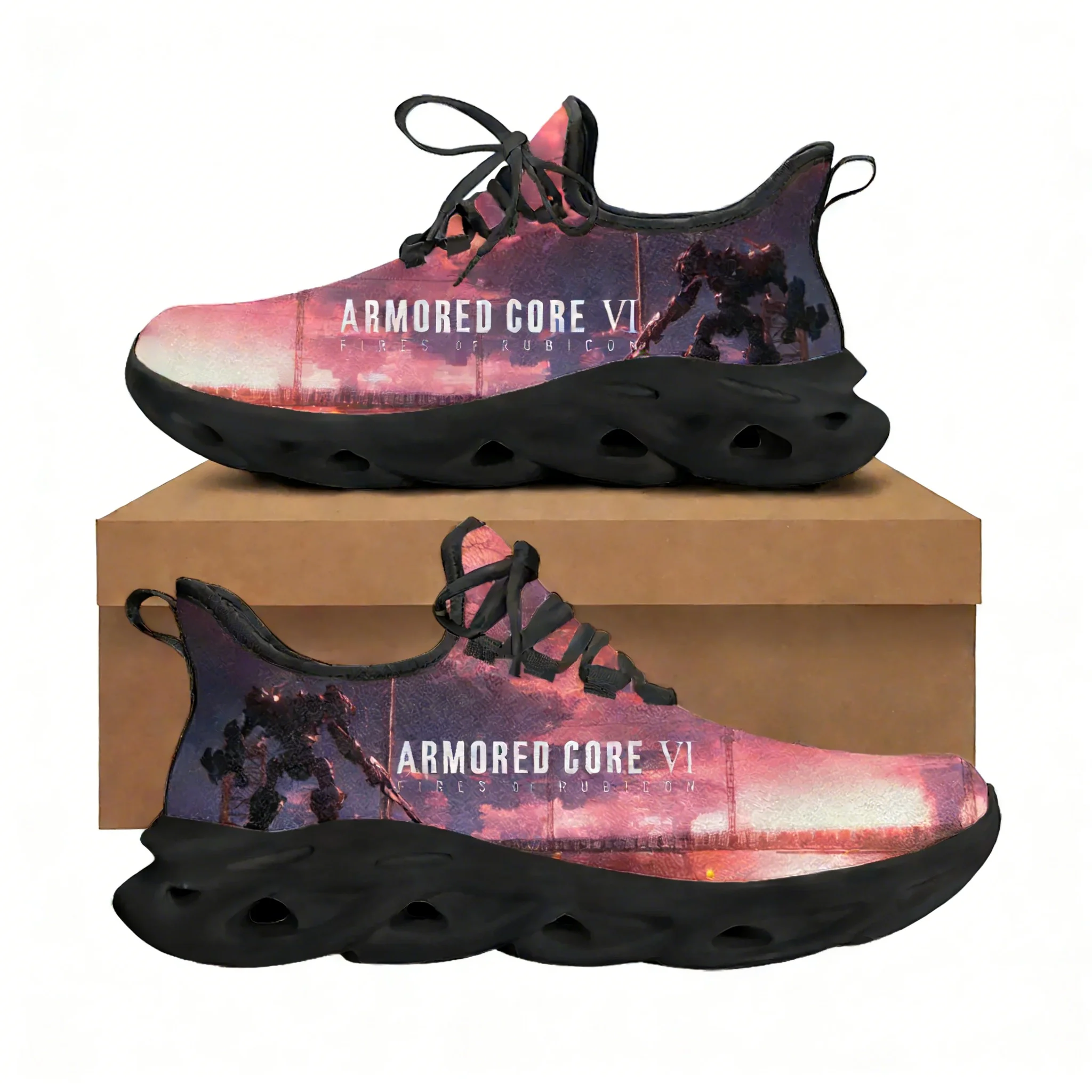 

Кроссовки Armored Core VI Fires of Rubicon Flats для мужчин, женщин и подростков, спортивная обувь для бега, ковбойская обувь на шнуровке с сетчатым верхом