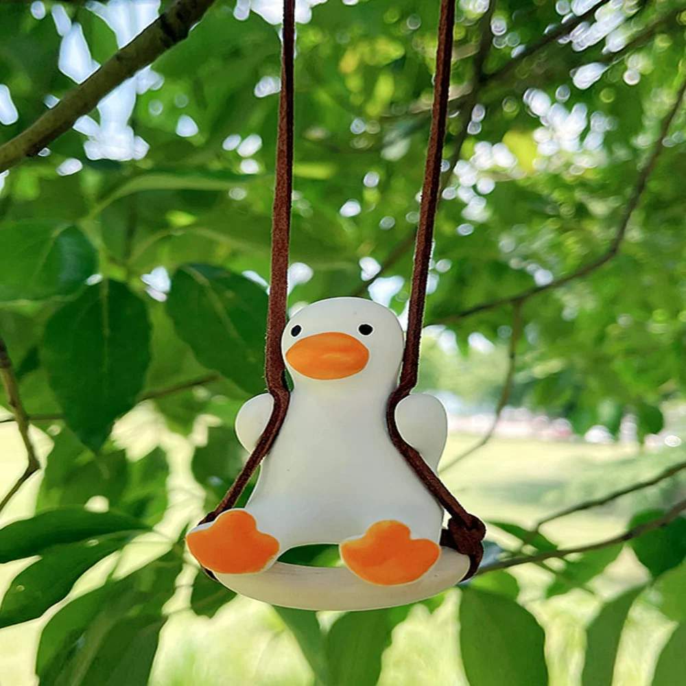 1pc Cute Car Interior Duck Anime Decoration Gypsum Auto Rearview Mirror Pendant For Swing Kawai Car Decoration Accessories Drops
