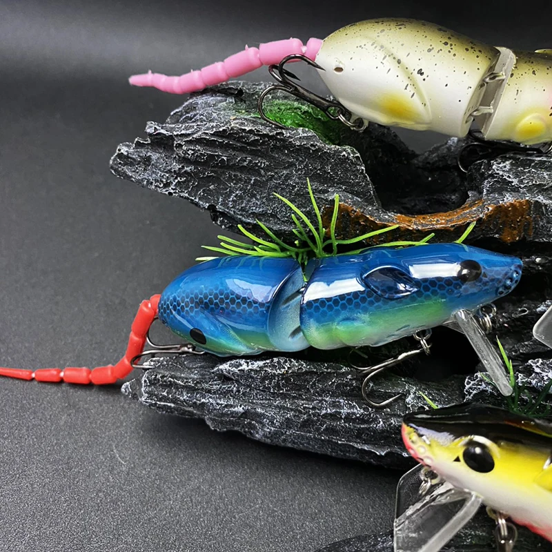 80mm 15g Mouse Minnow Floating Bionic Rat 2 Sections Jointed Artificial Jerkbait Wobblers Surface Hard Bait Pike Bass Supplies