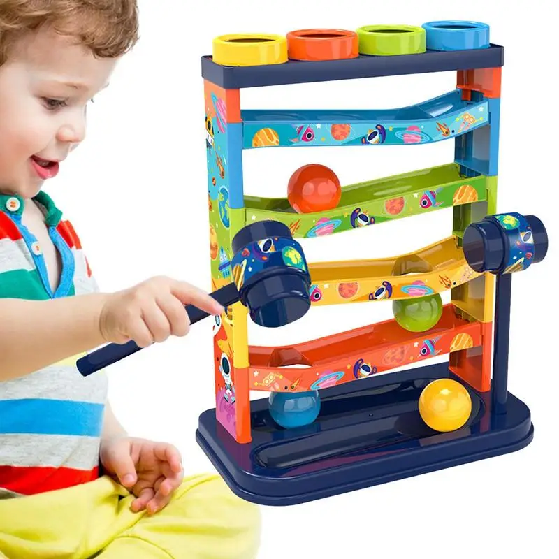 Jouet de boule empilable coloré pour enfants, toboggan de piste, boule roulante, jouets de table d'empilage de musique, amusant, début du dos, frapper