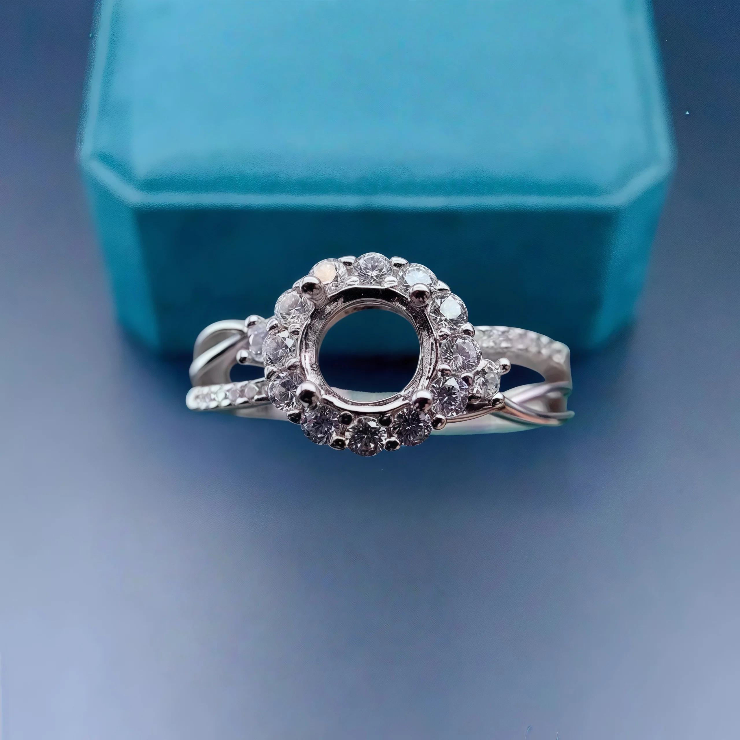 

Setting 6mm Moissanite Stone Fashion DIY Empty Ring Holder 925 Sterling Silver Fine Classics Charm Wedding Jewelry for Woman