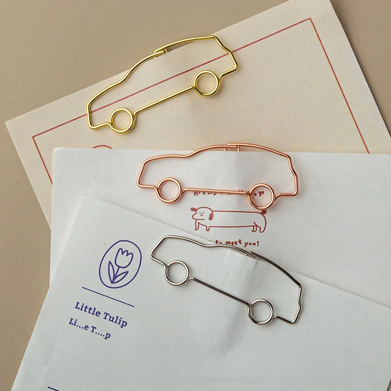 New Cartoon Car Shape Creative Paper Clip Transportation City Walk Paper Clips Office Stationery Bookmark Teacher Gift Wholesale