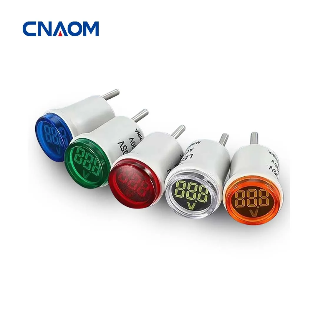 CNAOM 1PC EU Plug LED Household Digital Monitor AC 50V~500V Voltmeter Universal Circular Indicator Light AC220V/380V