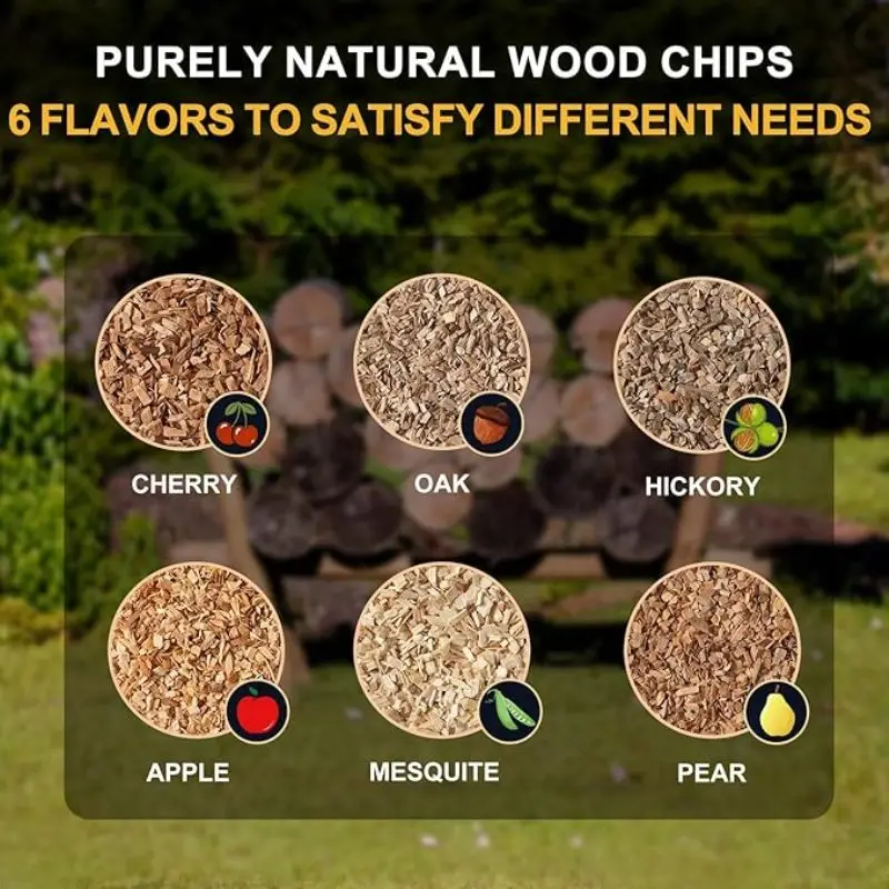 125g Virutas de Madera de Fruta para BBQ, Secas al Horno, Sabores Cereza y Haya, para Pistolas de Ahumado de Cócteles, Ahumadores, Bares y Cafés