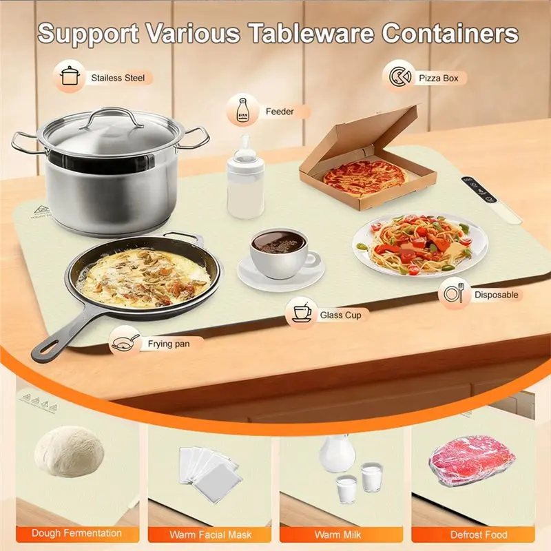 【Ship Within Temperature Adjustment Foldable Silicone Heating Pad EUR Plug Food Insulation Mat Portable Food Cart Insulation Mat