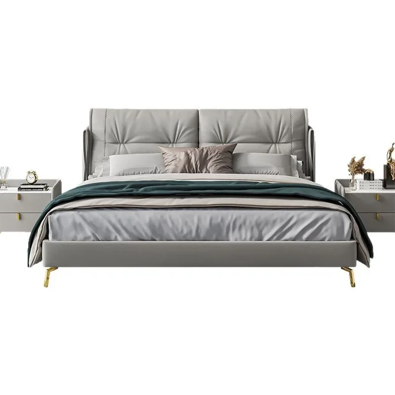 

Technology leather bed master bedroom bedside new fabric bed. Italian Nordic. M double bed modern