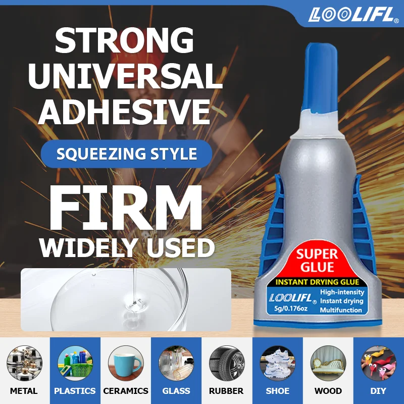LOOLIFL Gel Super Glue, Transparent and Odorless, Instantly Bonded, Suitable for the Maintenance and Hand-Made of Various Items.