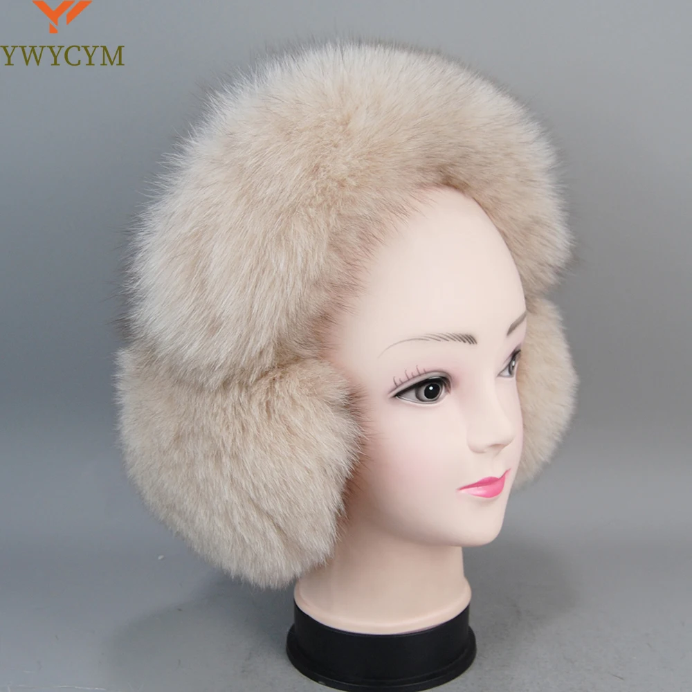 Winter Natural Real Fox Fur Earmuffs Plush Warm Decorate Women Cute Solid Ear Warmer Headphones Neck Warm Bib Scarf Dual Purpose