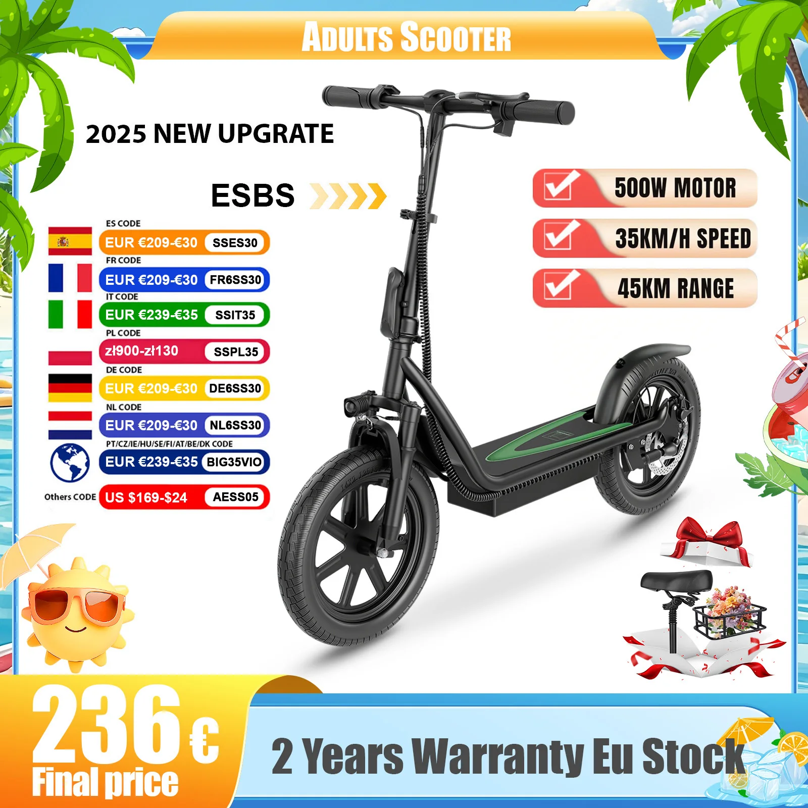 AOVOPRO TX01 Nouveau design de trottinette électrique pour adultes 350W/500W Haute performance Pliable avec une autonomie de 25/45KM