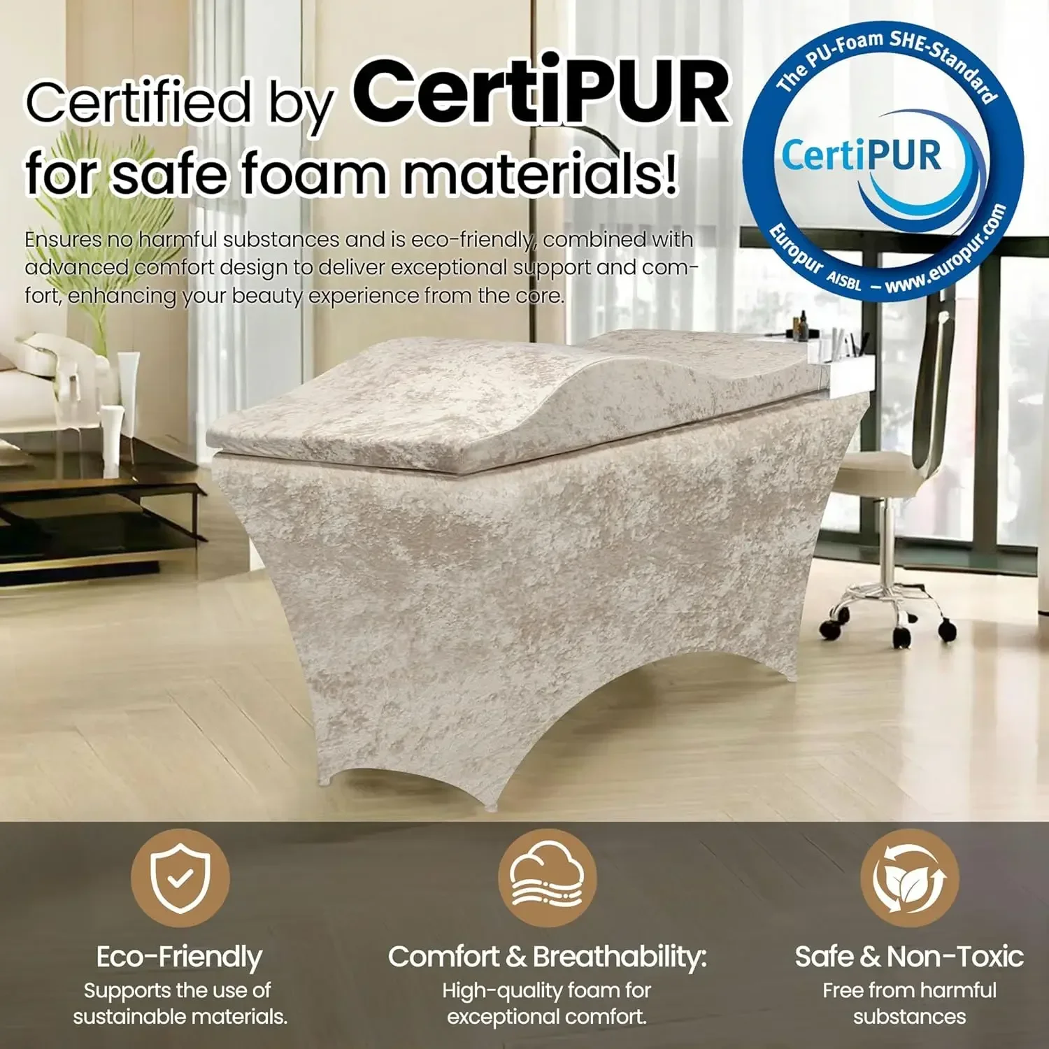 Lash Bed Foam Topper, Massage Table High-Density Foam Mattress Topper, Ergonomic Curved Lash Bed Cushion for Beauty Salon