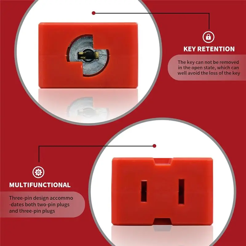 Plug Lock Lockout Device 2 Pack Outlet Locking Safety Lock Fits Electrical Shutdown Service-Y41A
