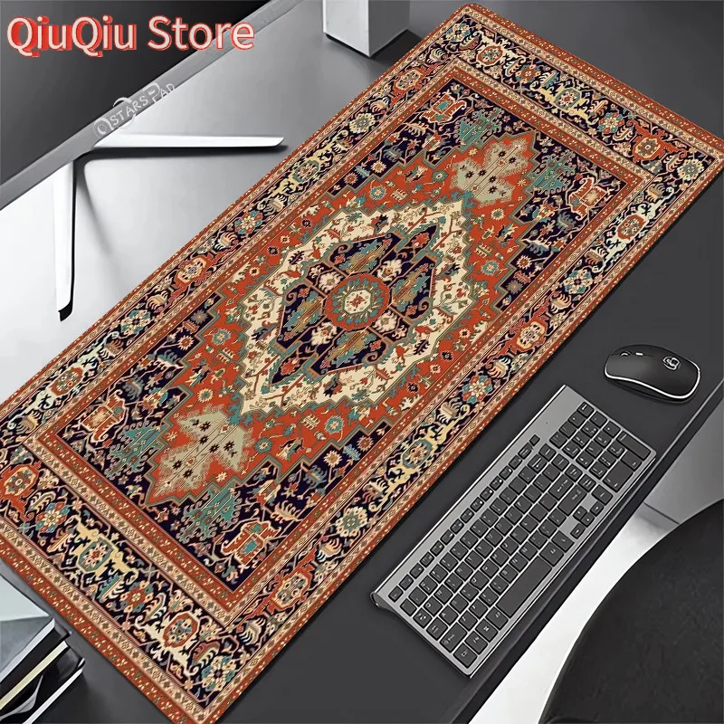 Persian Carpet Mouse Mat 90x40cm Computer Large Mousepad Flower Office Rubber Mat Non-slip Table Pads 80x30 Notebook Computer De view 6