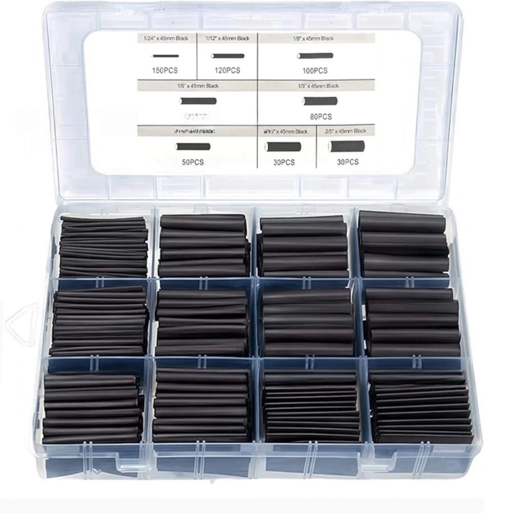 650pcs Heat Shrink Tube Kit for Electrical Wire Insulation Providing Multiple Sizes and Organized Storage Case