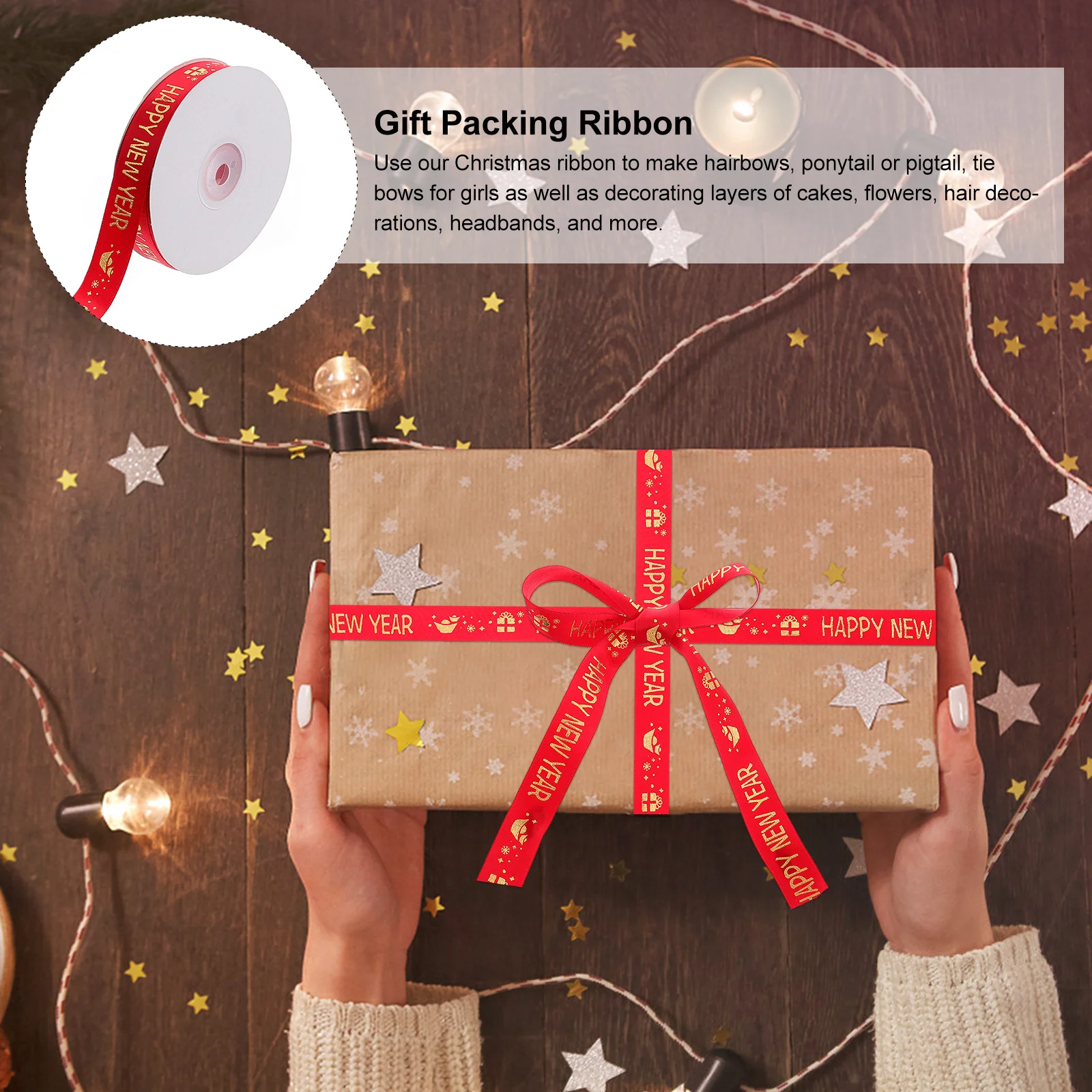 

1pc New Year Exquisite Design Kids Friendly Patterns High Temperature Dyeing Smooth Finish Wrapping Ribbon Roll Gift Packing