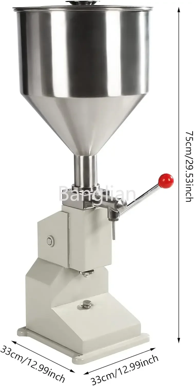 Manual Liquid Filling Machine, Adjustable Cream Filling Machine, Bottle Filler, with a 11.5 L Hopper, A03, 5-110ml