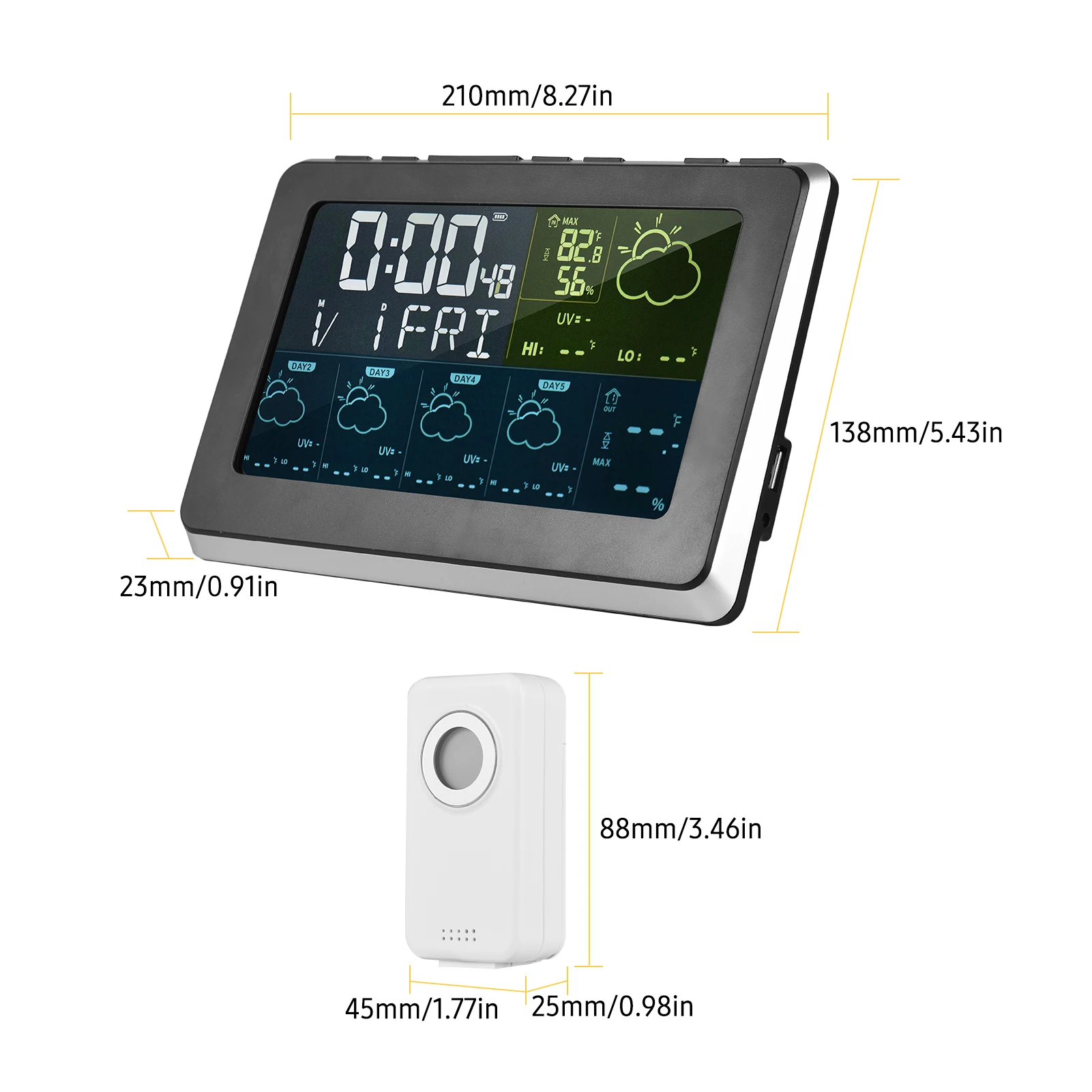 Tuya WiFi Weather Station Forecast Wireless Indoor Outdoor Temperature Humidity Thermometer Sensor Remote Control Snooze