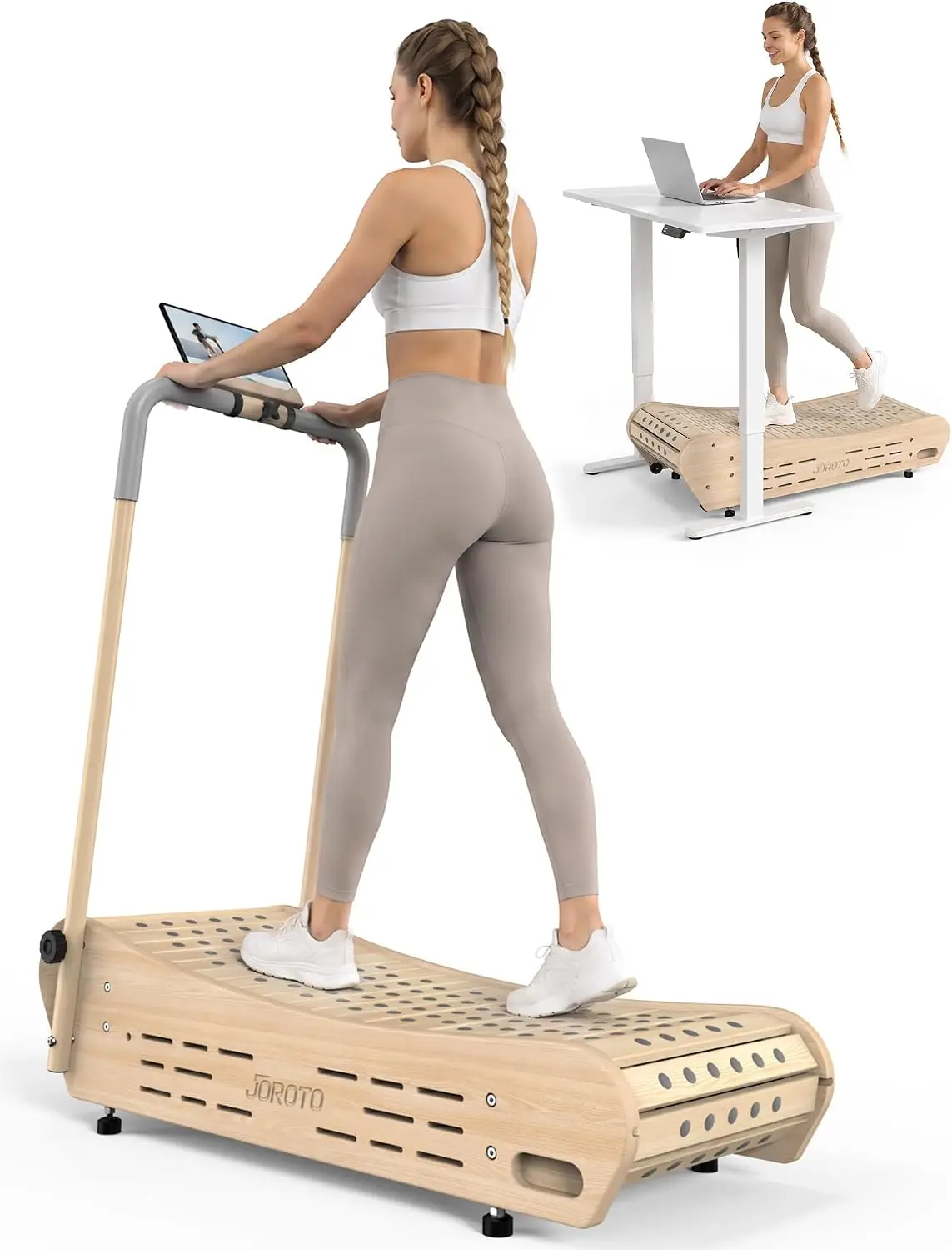 Curved Manual Walking Pad Treadmill, Non-Electric Home and Office Fitness Equipment