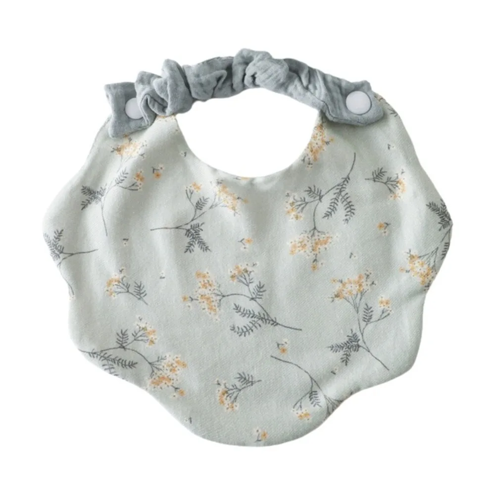 Cotton Gauze Baby Feeding Bib 360-Degree Coverage Soft Texture Drool Bib Printed Design Floral Pattern Burp Cloth For Toddlers