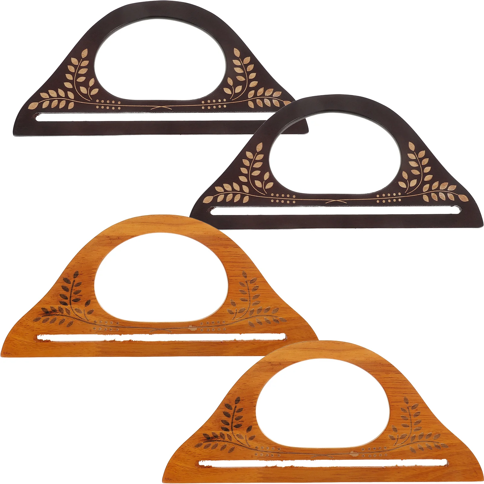 

4pcs D-Shaped Wooden Handles 9.8X4.5X0.3Inch For Tote Bags Straw Diy Purse Replacement Handle Making Accessories Wood