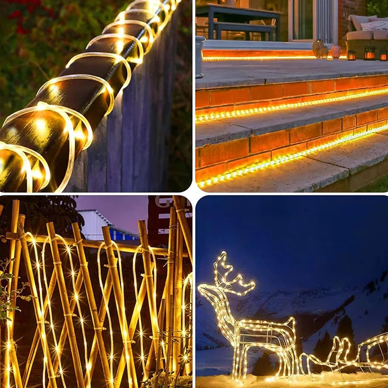 

7/12/22 м светодиодный солнечный свет, уличный водонепроницаемый трехцветный декоративный светильник, сад, двор, вилла, парк, атмосфера, световая строка