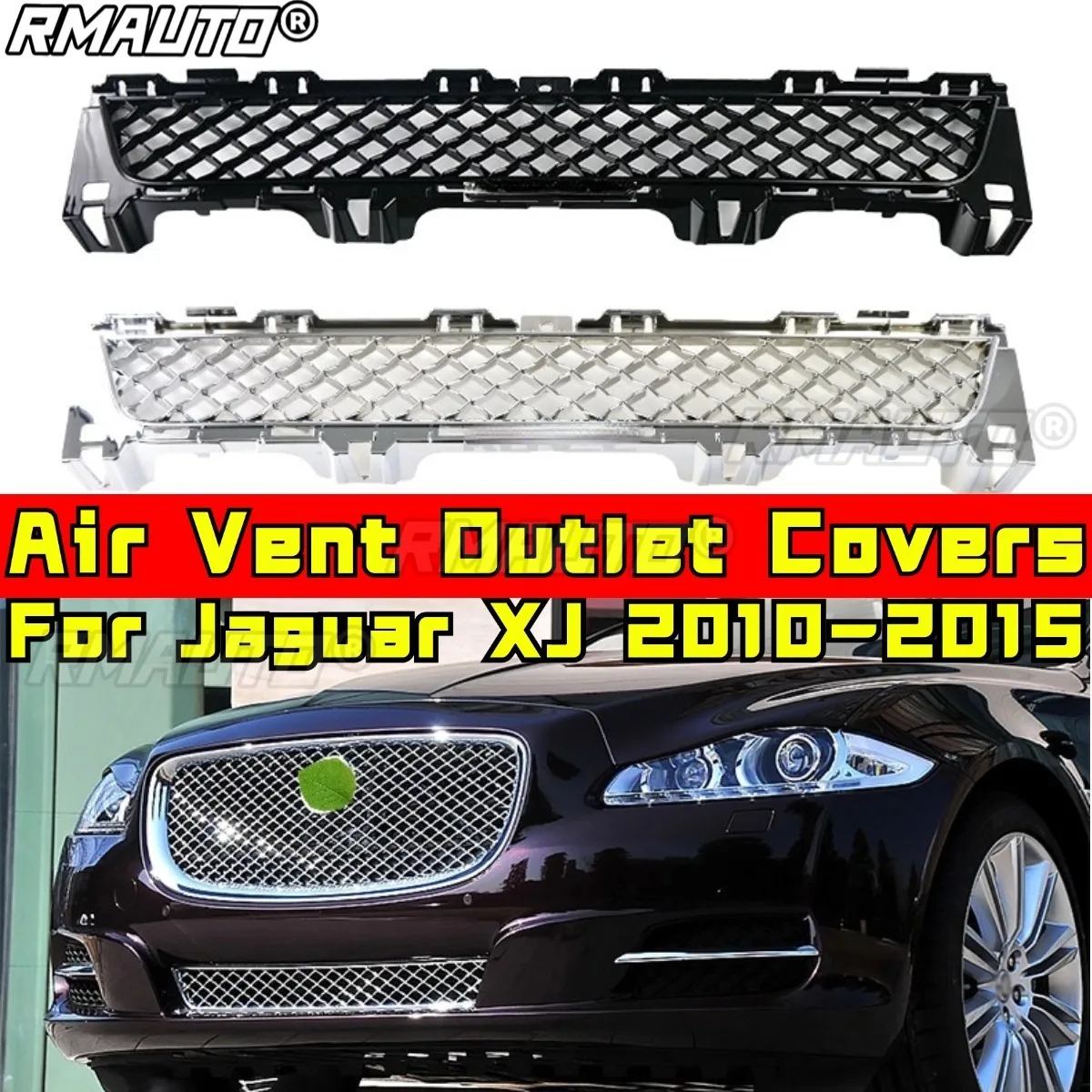 ل جاكوار XJ 2010-2015 مجموعات التصميم سيارة المصد الأمامي شواء تنفيس السيارة الجبهة شواء تنفيس الهواء منفذ تنفيس الهواء يغطي طقم الجسم الذقن