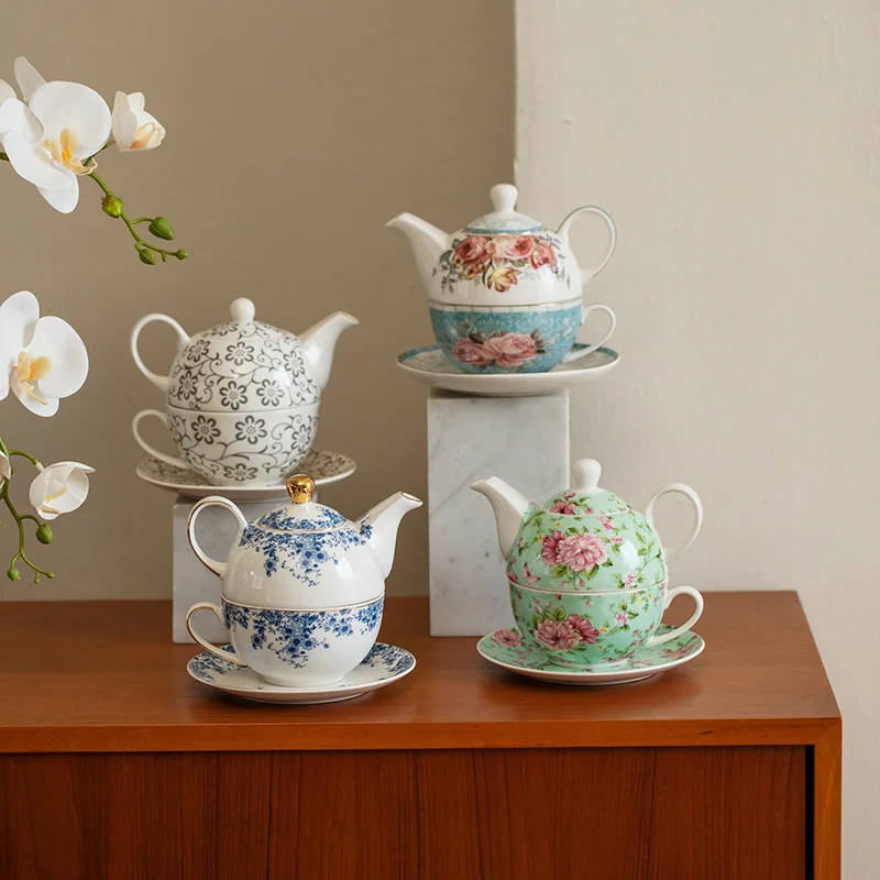 

Exquisite Ceramic English Teapot Set Creative One Person Tea Pot Cup and Saucer Set Best for Family Birthday Party Wedding