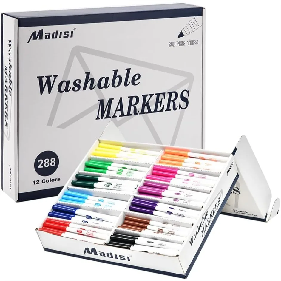 

Madisi Washable Markers, Super Tips, 288 Count Bulk Pack for Classroom