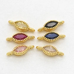 4*11mm Mini Zircon Connector for Woman's Bracelet Making Accessories Color Beads Fastener Double Clasp Wholesale 4 Pieces