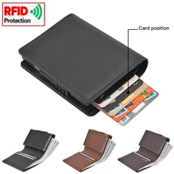 Men Credit Card Holder RFID Blocking Bifold Men's Wallet Anti-theft Brush Anti-magnetic Card Holder Card Box