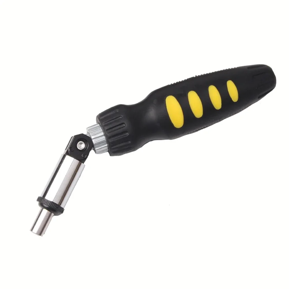 Innovative 180 Degree Foldable Ratchet Screwdriver 1/4 Hex Interface Carbon Steel for High Hardness Wear Resistant