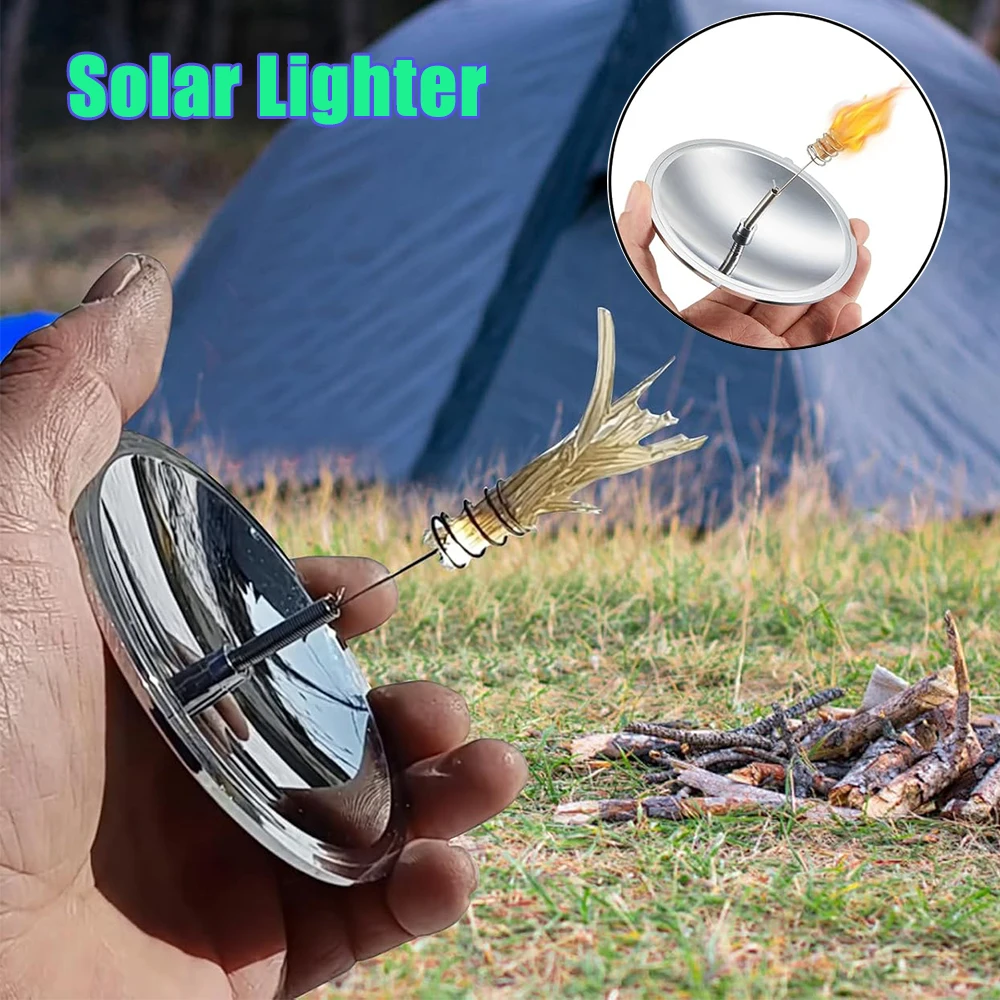 Camping Survival Solar Ignition Lighter Outdoor Portable Fire Waterproof Windproof Travel Bag Hiking Emergency Supplies Travel