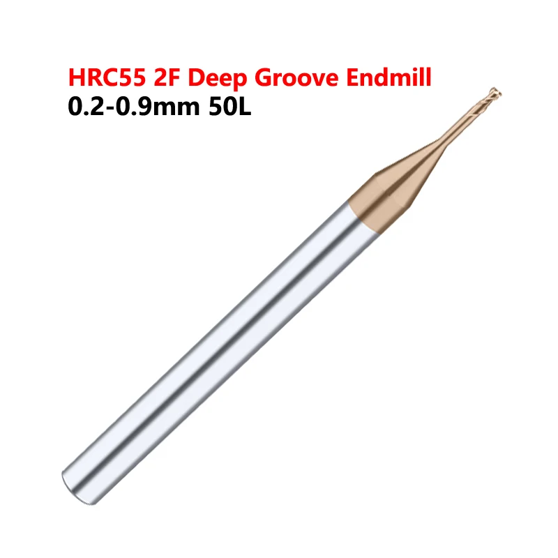 

OYYU HRC55 2F Micro Diameter Deep Groove Endmill Long Neck End Mills Tungsten Steel Milling Endmills 0.3 0.4 0.5 0.7 0.8 0.9mm