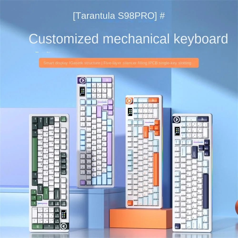 

AULA S98Pro Wireless Mechanical Keyboard Tri-mode Bluetooth 98 Layout 96 Keys2.4G Customized Gasket 4000mAh with Screen Knob