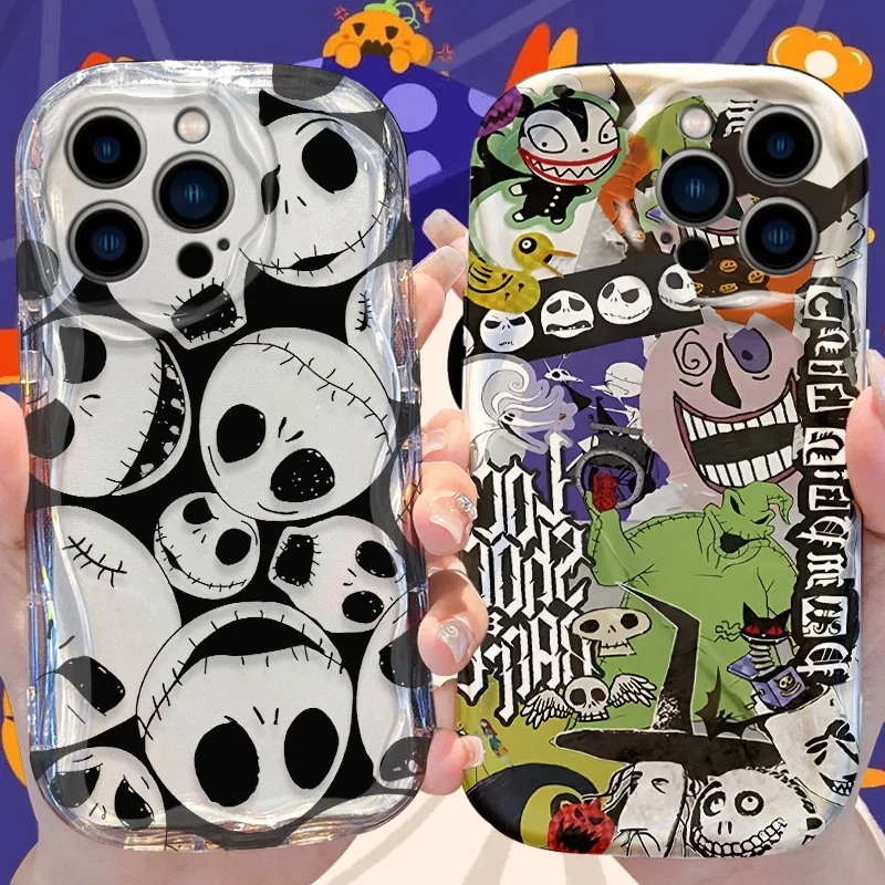 Nightmare Before Christmas Wave Case for iPhone 16 15 14 Pro Max 13 12 Mini 11 XS X XR 8 7 Plus SE 2022 2020 Soft Cover Funda