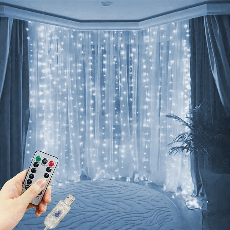 Imagem -02 - Garland Curtain Festoon Led Lights Usb Operado Natal Festa de Casamento Bedoom Garden Decorações Ano Novo 2023 m m 6m