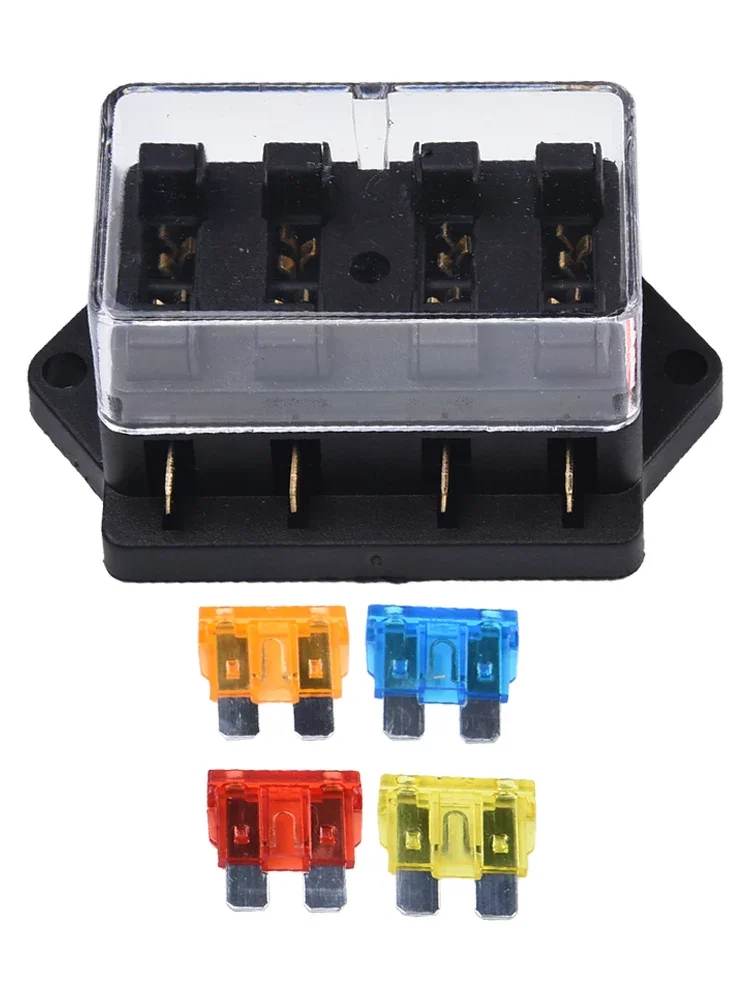 Practical 4 Way Circuit Blade Fuse Box Holder For Cars Anti Deformation Direct Installation Fits 12V/24V Vehicles