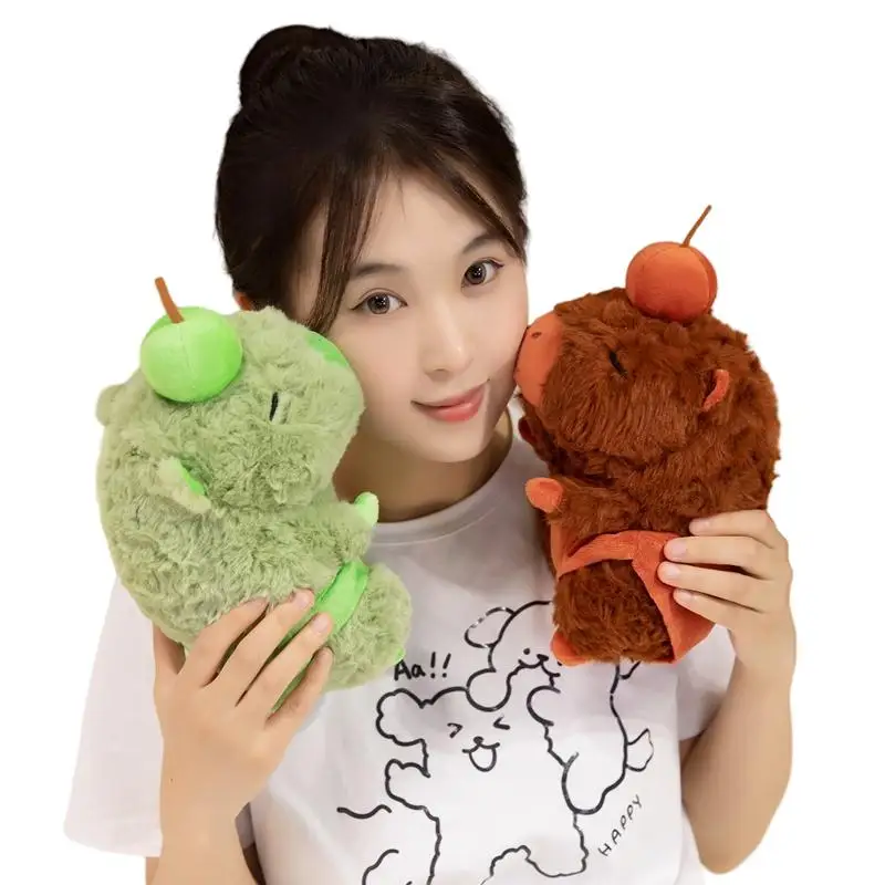 

23cm Capybara Doll Plush Toy Fatty Cartoon Animal Green/Brown Soft Plushie Birthday Present