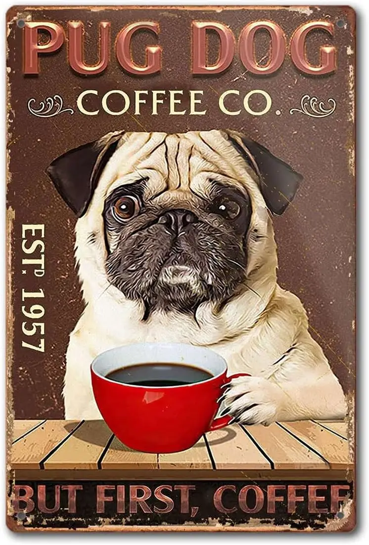 Pug DOD Poster Gift for Pug Lovers Custom Year Poster Pug Dog Coffee Company Wall Art Home Decor Dog Lovers Poster Print Vi sign