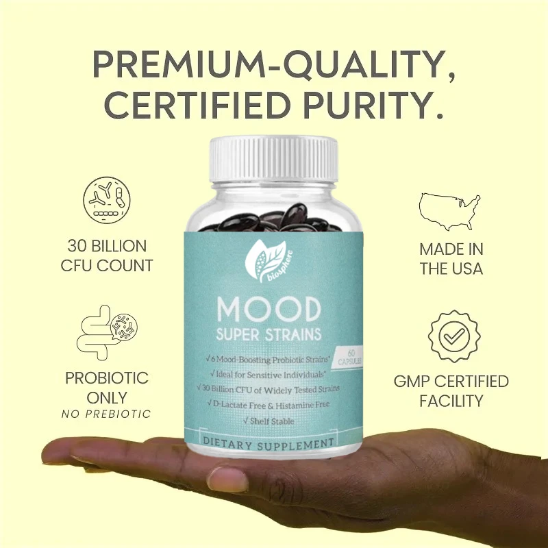 

Probiotic Strain Capsules Containing Rhamnose GG Digestive Support, 60 Capsules, Non GMO, Vegan