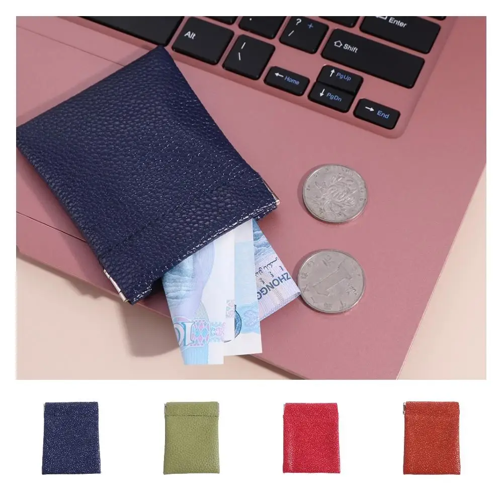 Self-closing Leather Makeup Coin Purse Waterproof Large Capacity Self-closing Lipstick Bag Korean Style Mini Mini Makeup Bag