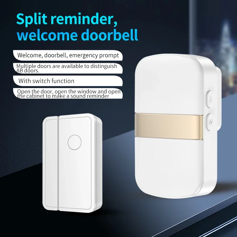 CACAZI wireless door magnet 918 feet 280 meters range 52 melody alarm windows M96 household anti-theft magnetic sensor shop alar