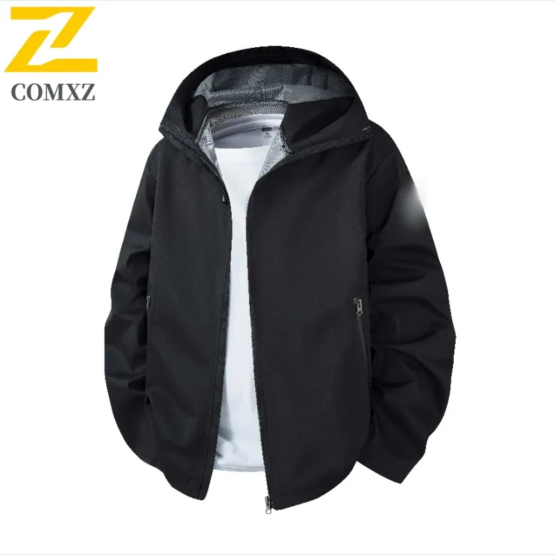 

New Solid Color Jacket Men Autumn Hooded Fashion Sport Casual Windproof Coat Trendy Outdoor For Daily Wear Windbreaker