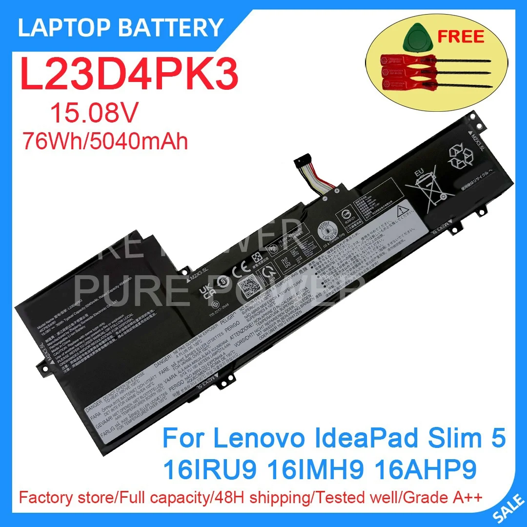 New Laptop Battery L23D4PK3 15.08V 76WH 5040mAh High Quality For Lenovo IdeaPad Slim 5 16IRU9 16IMH9 16AHP9