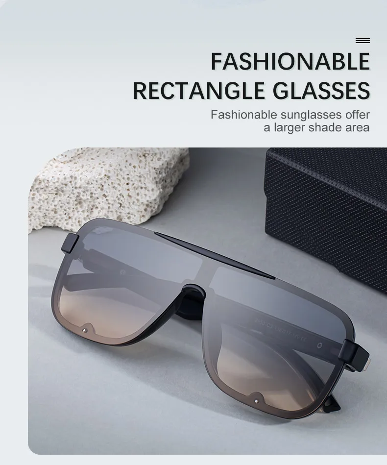 Polarisierte Klassische Quadratische Sonnenbrille für Herren mit Großem Rahmen 2026 Luxusmarke Punk Shield Goggle Sonnenbrille für Männer UV400 Eyewear Shades – Detail 4