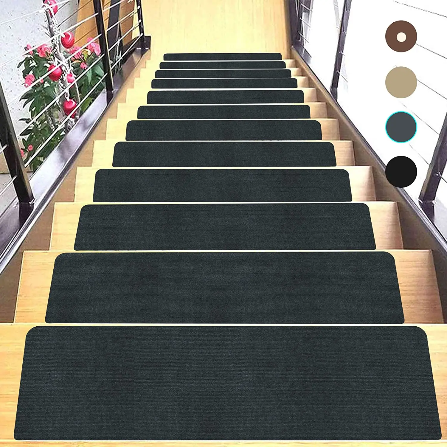 Carpet Stair Treads for Wood Steps - Indoor Stair Runners Non-Slip  with Pet-Friendly Slip Resistance