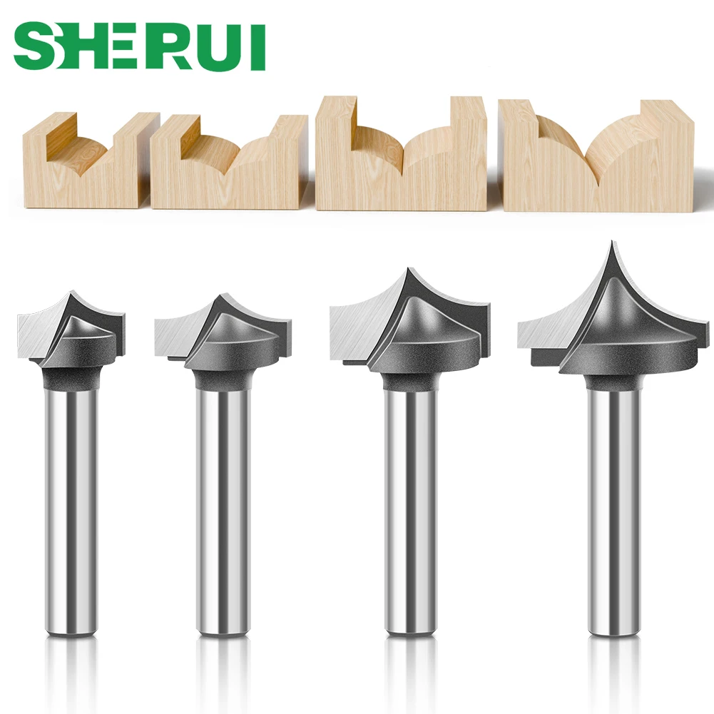 4Pcs 6mm Shank 1/4 inch Shank Woodworking Milling Cutter Set,Inverted Arc Knife,Pointed Nozzle Engraving Knife Set,Router Bit