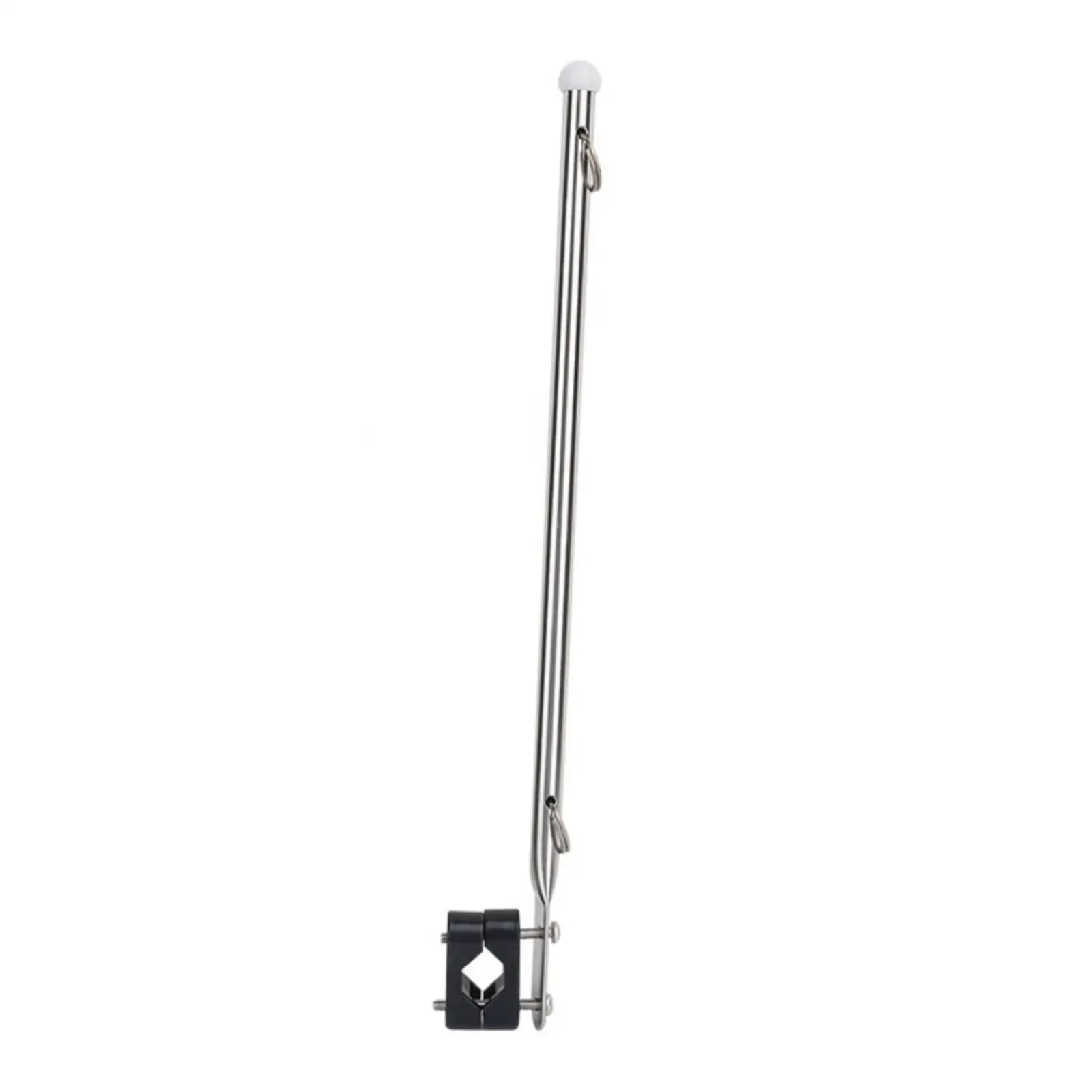 Yacht Boat Flag Pole Holder Stainless Steel Anti Tangle Mount with Adjustable Black Bracket for Rails